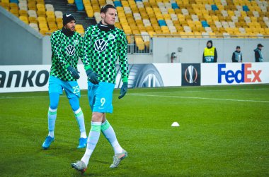 Lviv, Ukrayna - 28 Kasım 2019: Wout Weghorst, Uefa Avrupa Ligi 'nde oynanan Alexandria - Wolfsburg (Almanya), Ukrayna