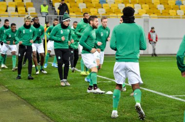 LVIV, UKRAINE - November 07, 2019:  AS Saint Etienne training session during the UEFA Europa League match between Alexandria (Ukraine) vs AS Saint Etienne (France), Ukraine