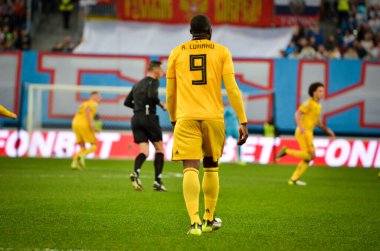 SAINT-PETERSBURG, RUSSIA - November 16, 2019: Romelu Lukaku player during UEFA EURO 2020 qualifying match between national team Russia against Belgium national team, Russia