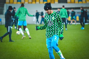 Lviv, Ukrayna - 28 Kasım 2019: William ve Football player antrenman oturumu sırasında Alexandria - Wolfsburg (Almanya), Ukrayna