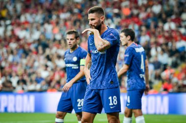 Istanbul, Turkey - August 14, 2019: Olivier Giroud during the UEFA Super Cup Finals match between Liverpool and Chelsea at Vodafone Park in Vodafone Arena, Turkey