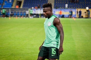 DNIPRO, UKRAINE - September 10, 2019:  Moses Simon player during the friendly match between national team Ukraine against Nigeria national team, Ukraine