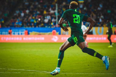 DNIPRO, UKRAINE - September 10, 2019: Victor Osimhen player during the friendly match between national team Ukraine against Nigeria national team, Ukraine