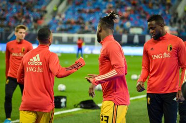SAINT-PETERSBURG, RUSSIA - November 16, 2019: Belgium national football team training session during UEFA EURO 2020 qualifying match between Russia against Belgium, Russia