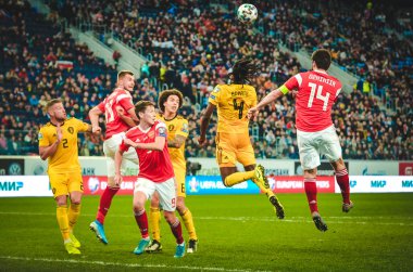 SAINT-PETERSBURG, RUSSIA - November 16, 2019: Football player during UEFA EURO 2020 qualifying match between national team Russia against Belgium national team, Russia