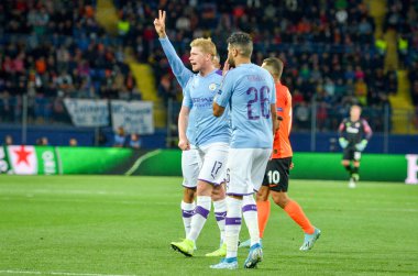 KHARKIV, UKRAINE - September 18, 2019: Riyad Mahrez player during the UEFA Champions League match between Shakhtar Donetsk vs Manchester City (England), Ukraine