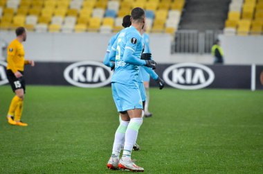 Lviv, Ukrayna - 28 Kasım 2019: Alexandria (Ukrayna) ile Wolfsburg (Almanya), Ukrayna arasındaki Uefa Avrupa Ligi karşılaşmasında Jeffrey Bruma oyuncusu