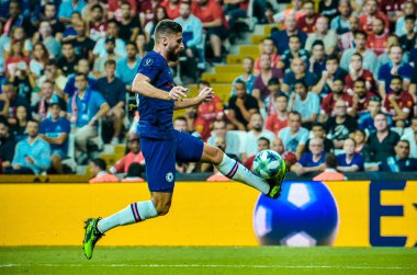 Istanbul, Turkey - August 14, 2019: Olivier Giroud player during the UEFA Super Cup Finals match between Liverpool and Chelsea at Vodafone Park in Vodafone Arena, Turkey