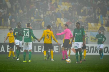 LVIV, UKRAINE - November 07, 2019: Football player during the UEFA Europa League match between Alexandria (Ukraine) vs AS Saint Etienne (France), Ukraine