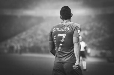 Kyiv, Ukrayna - 14 Ekim 2019: Uefa Euro 2020 ön eleme karşılaşmasında Ukrayna milli takımı Ukrayna ile Ukrayna maçı sırasında Goncalo Guedes