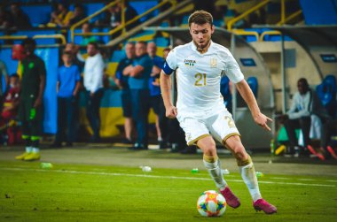 DNIPRO, UKRAINE - September 10, 2019: Oleksandr Karavaiev player during the friendly match between national team Ukraine against Nigeria national team, Ukraine