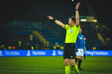KHARKIV, UKRAINE - December 11, 2019: Referee Felix Zwayer player during the UEFA Champions League match between Shakhtar vs Atalanta Bergamasca Calcio BC (Italy), Ukraine