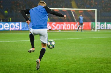 KHARKIV, UKRAINE - December 11, 2019: Football player during the UEFA Champions League match between Shakhtar vs Atalanta Bergamasca Calcio BC (Italy), Ukraine