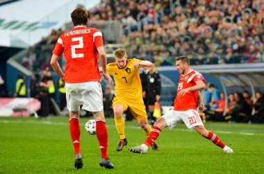 SAINT-PETERSBURG, RUSSIA - November 16, 2019: Mario Fernandes player during UEFA EURO 2020 qualifying match between national team Russia against Belgium national team, Russia
