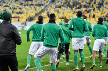 LVIV, UKRAINE - November 07, 2019:  AS Saint Etienne training session during the UEFA Europa League match between Alexandria (Ukraine) vs AS Saint Etienne (France), Ukraine