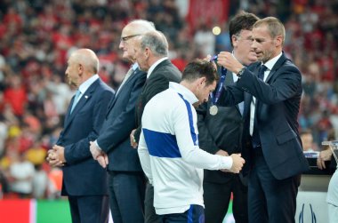 Istanbul, Turkey - August 14, 2019: Frank Lampard received silver medals during the UEFA Super Cup Finals match between Liverpool and Chelsea at Vodafone Park in Vodafone Arena, Turkey
