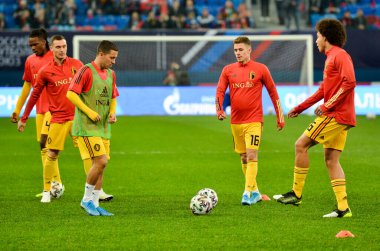 SAINT-PETERSBURG, RUSSIA - November 16, 2019: Belgium national football team training session during UEFA EURO 2020 qualifying match between Russia against Belgium, Russia