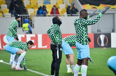 Lviv, Ukrayna - 28 Kasım 2019: Uefa Avrupa Ligi karşılaşmasında Woldria - Wolfsburg (Almanya), Ukrayna