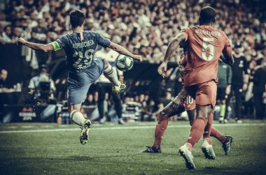 Istanbul, Turkey - August 14, 2019: Cesar Azpilicueta player during the UEFA Super Cup Finals match between Liverpool and Chelsea at Vodafone Park in Vodafone Arena, Turkey