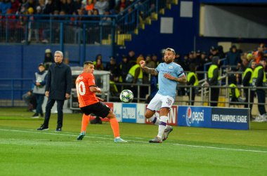 KHARKIV, UKRAINE - September 18, 2019: Nicolas Otamendi player during the UEFA Champions League match between Shakhtar Donetsk vs Manchester City (England), Ukraine