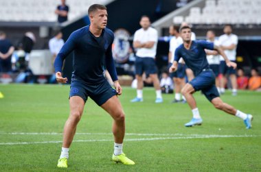 İstanbul, Türkiye - 14 Ağustos 2019: Ross Barkley ve antrenman oturumu Uefa Süper Kupası Finalleri öncesinde Liverpool ile Chelsea arasında Vodafone Park, Vodafone Arena, Türkiye
