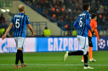 KHARKIV, UKRAINE - December 11, 2019: Andrea Masiello during the UEFA Champions League match between Shakhtar vs Atalanta Bergamasca Calcio BC (Italy), Ukraine
