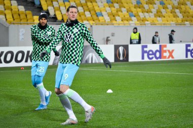 Lviv, Ukrayna - 28 Kasım 2019: Wout Weghorst, Uefa Avrupa Ligi 'nde oynanan Alexandria - Wolfsburg (Almanya), Ukrayna