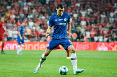 Istanbul, Turkey - August 14, 2019: Andreas Christensen during the UEFA Super Cup Finals match between Liverpool and Chelsea at Vodafone Park in Vodafone Arena, Turkey