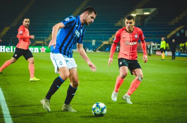 KHARKIV, UKRAINE - December 11, 2019: Berat Djimsiti player during the UEFA Champions League match between Shakhtar vs Atalanta Bergamasca Calcio BC (Italy), Ukraine