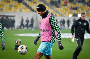 Lviv, Ukrayna - 28 Kasım 2019: Marcel Tisserand ve Uefa Avrupa Ligi maçında Alexandria - Wolfsburg (Almanya), Ukrayna