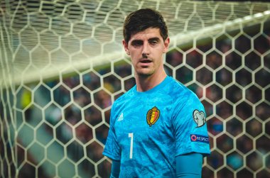 SAINT-PETERSBURG, RUSSIA - November 16, 2019: Thibaut Courtois during UEFA EURO 2020 qualifying match between national team Russia against Belgium national team, Russia