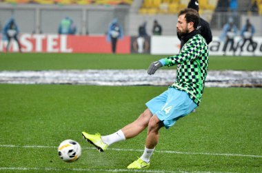 Lviv, Ukrayna - 28 Kasım 2019: Alexandria (Ukrayna) ile Wolfsburg (Almanya), Ukrayna arasındaki Uefa Avrupa Ligi karşılaşmasında Admir Mehmedi oyuncusu