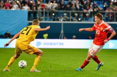 SAINT-PETERSBURG, RUSSIA - November 16, 2019: Timothy Castagne player during UEFA EURO 2020 qualifying match between national team Russia against Belgium national team, Russia