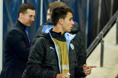 KHARKIV, UKRAINE - September 18, 2019: Spare footballers Manchester City during the UEFA Champions League match between Shakhtar Donetsk vs Manchester City, Ukraine