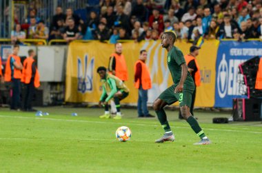 DNIPRO, UKRAINE - September 10, 2019: Jamilu Collins player during the friendly match between national team Ukraine against Nigeria national team, Ukraine