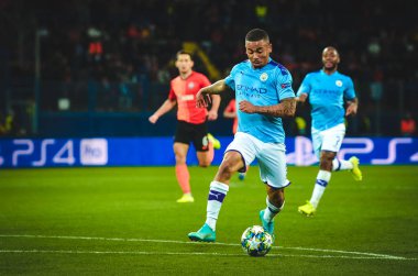 KHARKIV, UKRAINE - September 18, 2019: Gabriel Jesus player during the UEFA Champions League match between Shakhtar Donetsk vs Manchester City (England), Ukraine