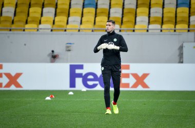 Lviv, Ukrayna - 28 Kasım 2019: Uefa Avrupa Ligi (Ukrayna) - Wolfsburg (Almanya), Ukrayna