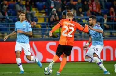 KHARKIV, UKRAINE - September 18, 2019: Riyad Mahrez player during the UEFA Champions League match between Shakhtar Donetsk vs Manchester City (England), Ukraine