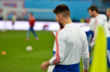 SAINT-PETERSBURG, RUSSIA - November 16, 2019: Russian national football team training  session before UEFA EURO 2020 qualifying match between national team Russia against Belgium, Russia