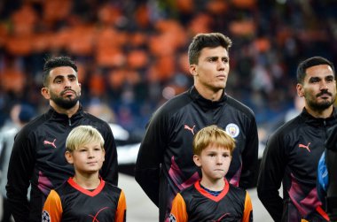 KHARKIV, UKRAINE - September 18, 2019: Riyad Mahrez during the UEFA Champions League match between Shakhtar Donetsk vs Manchester City (England), Ukraine