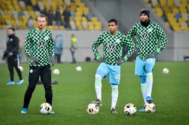 Lviv, Ukrayna - 28 Kasım 2019: Joao Victor Uefa Avrupa Ligi karşılaşması sırasında Alexandria - Wolfsburg (Almanya), Ukrayna