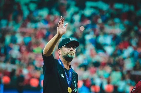 Istanbul Turkey August 2019 Jurgen Klopp Thanks Fans Support Uefa — Zdjęcie stockowe