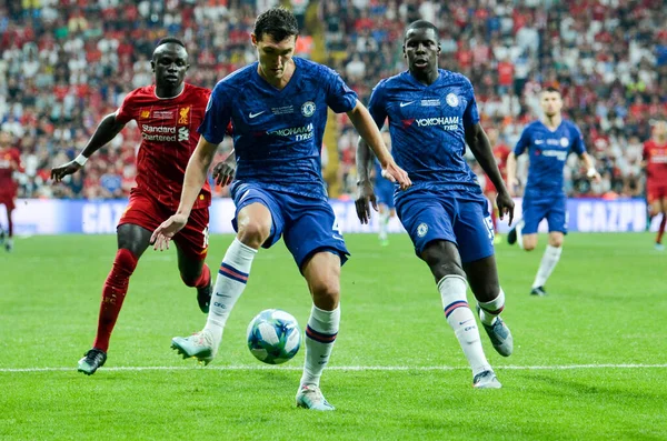 Istanbul, Turkey - August 14, 2019: Andreas Christensen during the UEFA Super Cup Finals match between Liverpool and Chelsea at Vodafone Park in Vodafone Arena, Turkey