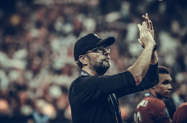 Istambul Turquia Agosto 2019 Jurgen Klopp Agradece Aos Fãs Pelo — Fotografia de Stock