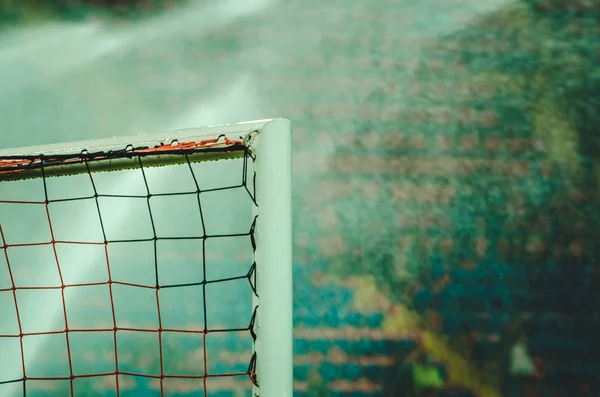 Kharkiv Ukraine Setembro 2019 Fecho Portão Futebol Fundo Chuva Rega — Fotografia de Stock