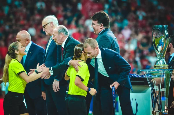 Estambul Turquía Agosto 2019 Alexander Cheferin Liderazgo Uefa Presentan Medallas —  Fotos de Stock