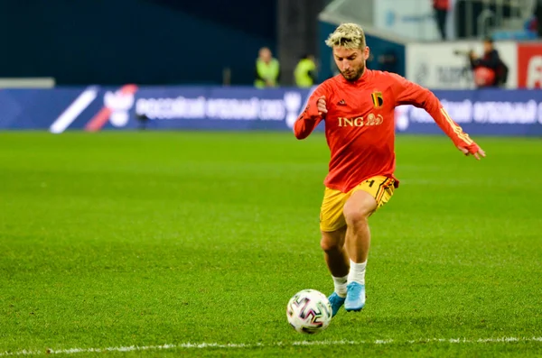 SAINT-PETERSBURG, RUSSIA - November 16, 2019: Dries Mertens and Belgium national football team training session during UEFA EURO 2020 qualifying match between Russia against Belgium, Russia