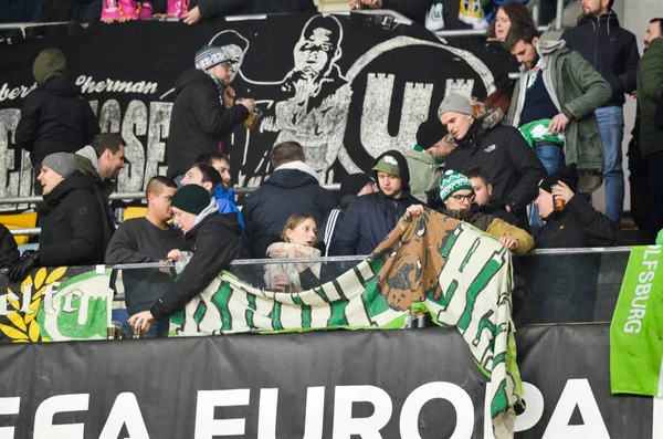 Lviv Ukraine November 2019 Wolfsburg Football Fans Uefa Europa League — Stock Photo, Image