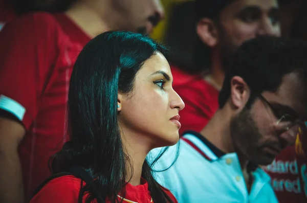 Istanbul Turkey August 2019 Liverpool Football Fans Spectators Uefa Super — Stockfoto