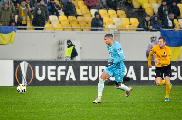 Lwów Ukraina Listopada 2019 Jeffrey Bruma Podczas Meczu Uefa Europa — Zdjęcie stockowe